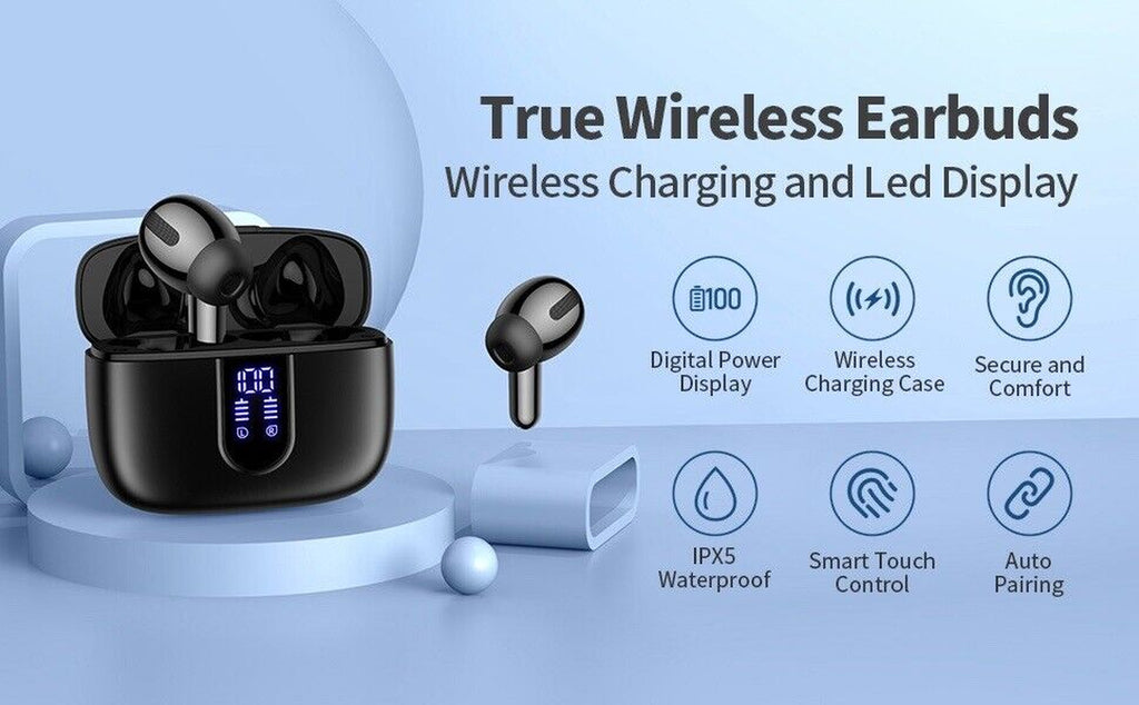 Wireless Bluetooth 5.3 Earbuds | Waterproof Noise-Cancelling Headphones with Charging Case