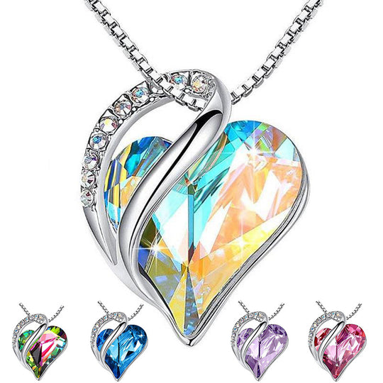 Heart Necklace UK – 925 Sterling-Look Silver Clavicle Chain
