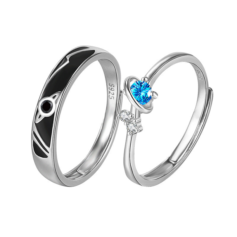 Exclusive Silver Dream Planet Couple Rings – Fashion Unisex Ring Set