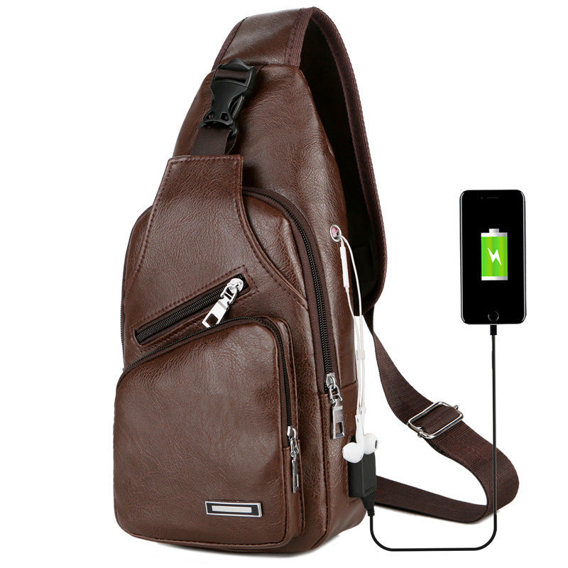 Men’s USB Charging Sling Chest Bag – Waterproof Messenger Crossbody Pack
