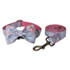 Pet Dog Collar & Leash Set with Ink-Painting Print + Bow – Stylish Pet Accessory