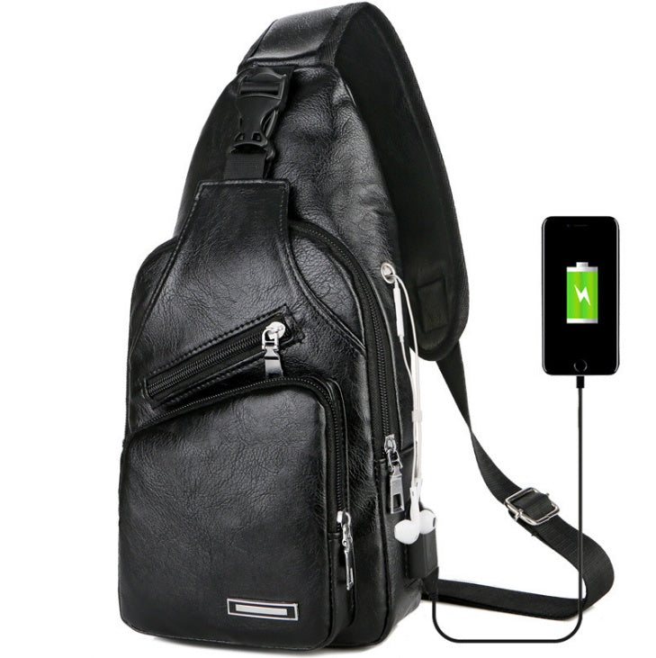 Men’s USB Charging Sling Chest Bag – Waterproof Messenger Crossbody Pack
