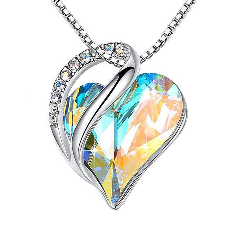 Exclusive Heart Geometric Necklace – Sterling-Look Silver Clavicle Chain
