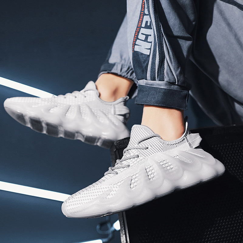 Men’s Wave-Sole Fashion Sport Sneakers – Cool 3D Outsole Trainers