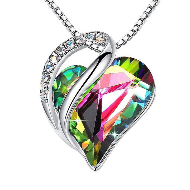 Exclusive Heart Geometric Necklace – Sterling-Look Silver Clavicle Chain