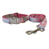 Pet Dog Collar & Leash Set with Ink-Painting Print + Bow – Stylish Pet Accessory