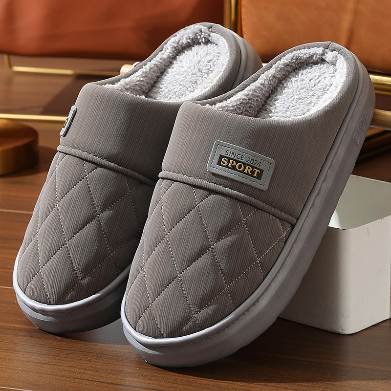 Men’s Warm Plush House Slippers – Non-Slip Indoor Floor Shoes