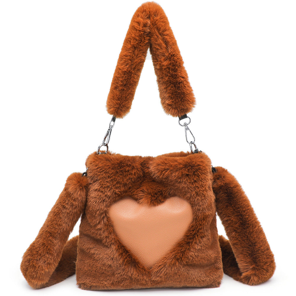 Women’s Fluffy Plush Tote & Shoulder Bag – Top-Handle Winter Handbag Comfort Style