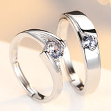 Silver Couple Ring Set UK – Adjustable Diamond Simulation Rings