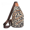 Leopard Print USB Sling Chest Bag for Women – Headphone Jack Crossbody Backpack