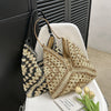 Women’s Handmade Straw Woven Shoulder Bag – Hollow Contrast Color Tote