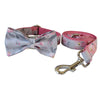 Pet Dog Collar & Leash Set with Ink-Painting Print + Bow – Stylish Pet Accessory