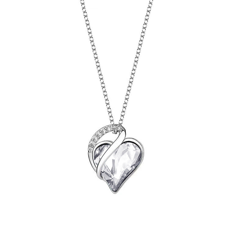 Exclusive Heart Geometric Necklace – Sterling-Look Silver Clavicle Chain