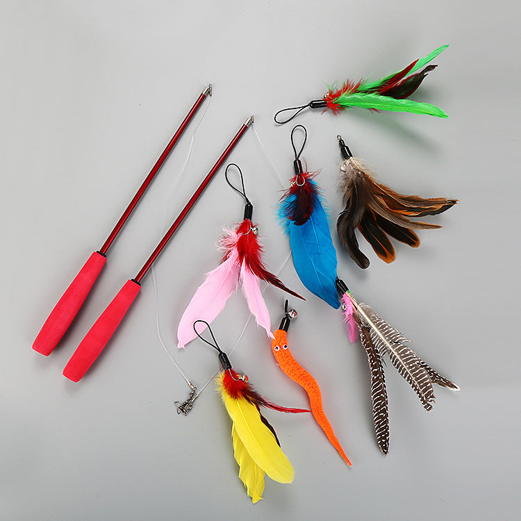 Funny Cat Feather Wand Toy Set – Interactive Fishing Rod Play for Cats