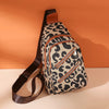 Leopard Print USB Sling Chest Bag for Women – Headphone Jack Crossbody Backpack