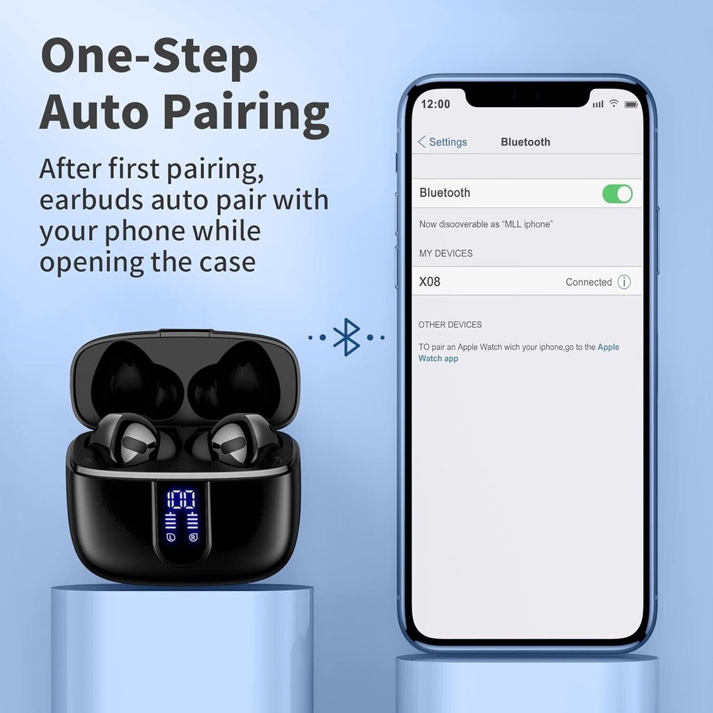 Wireless Bluetooth 5.3 Earbuds | Waterproof Noise-Cancelling Headphones with Charging Case