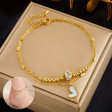 Love Heart Anklet UK – Gold Double-Layer Titanium Boho Bracelet