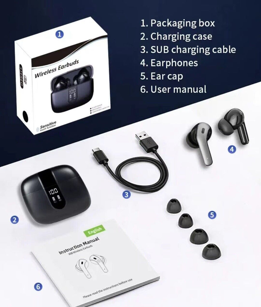 Wireless Bluetooth 5.3 Earbuds | Waterproof Noise-Cancelling Headphones with Charging Case